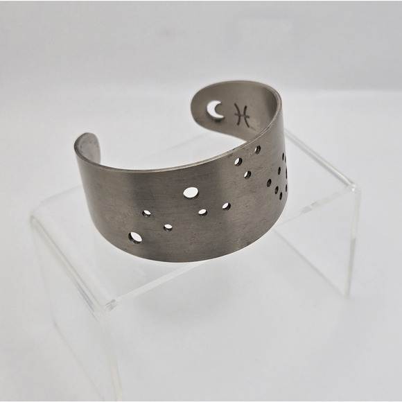 Scout Zodiac Cuff Bracelet Pisces Constellation Cutout Steel Modern Minimal Boho - Picture 14 of 15